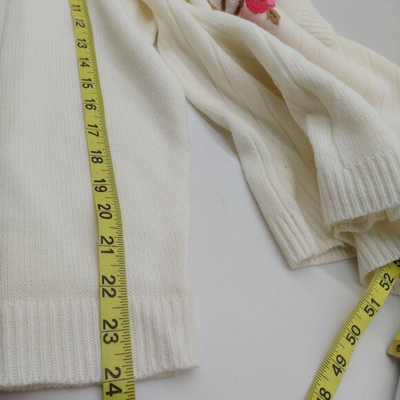 Adrian Delafield Sweater Size Large Cream Floral Embroidered - Picture 6 of 10